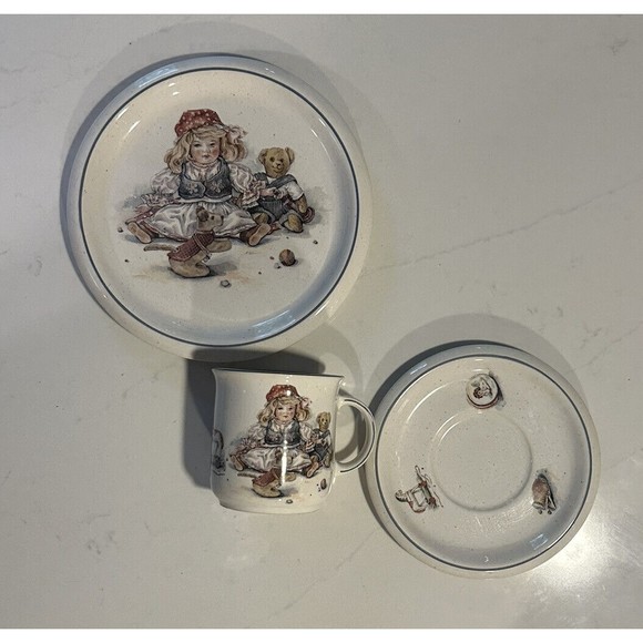 Pfalzkeramik Tea Dessert Set "Nostalgie" Doll Toys Handpainted Speckled Ceramic - Picture 3 of 15